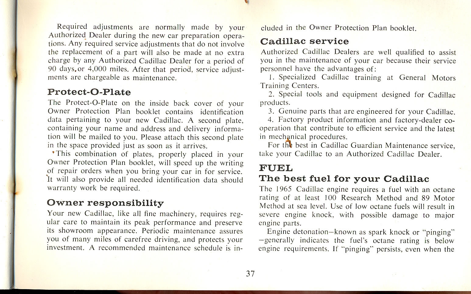 1965 Cadillac Owners Manual Page 55